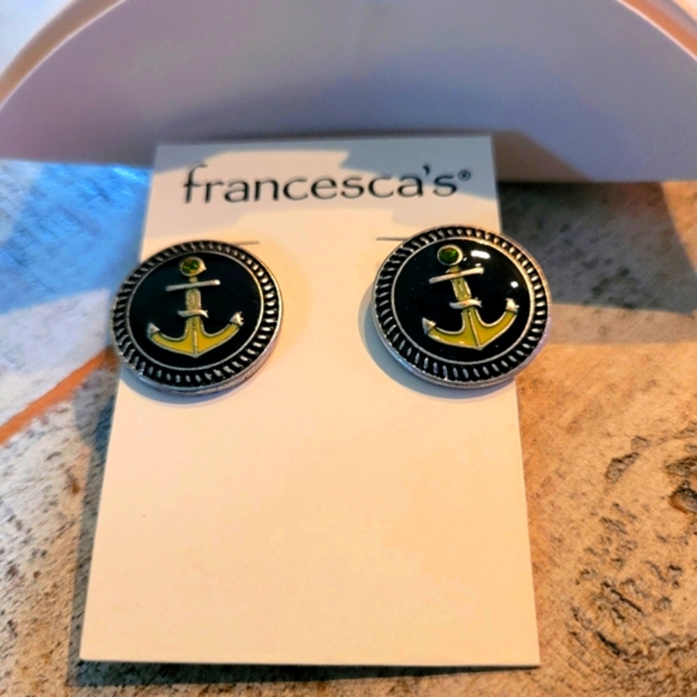 NWT Navy Anchor Earrings from Francesca's ♡